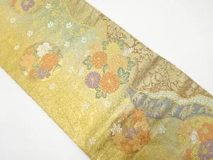 引箔　道長取りに花模様織り出し　袋帯